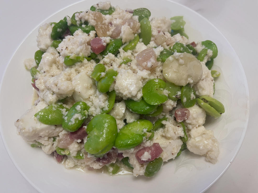 火腿乳饼烩青豆