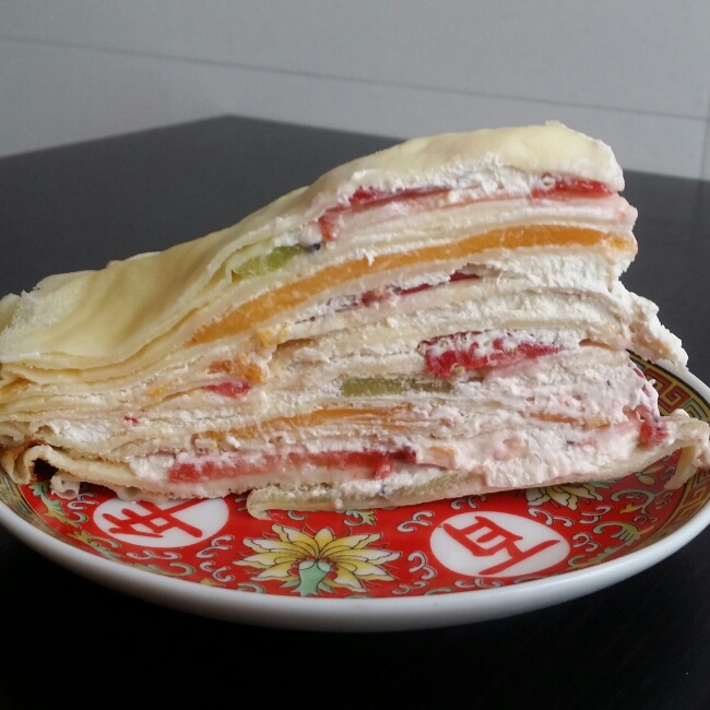 抹茶草莓千层蛋糕（可丽饼）mille crepe cake