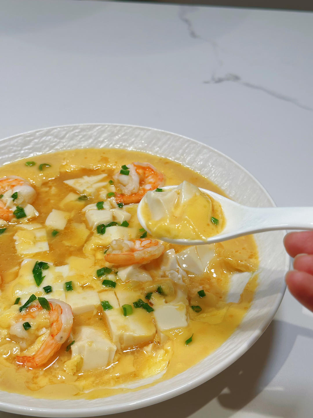 虾仁豆腐蒸水蛋
