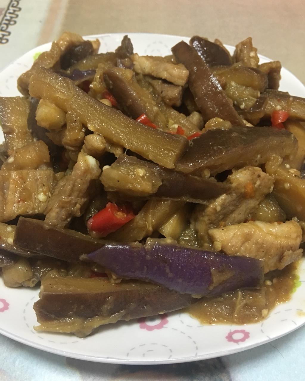 五花肉焖茄子—无水无盐版