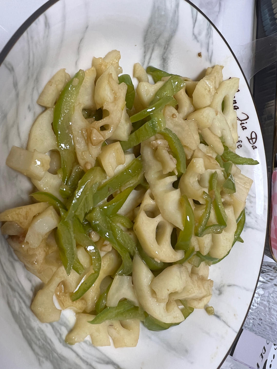 家常醋溜藕片（青椒）