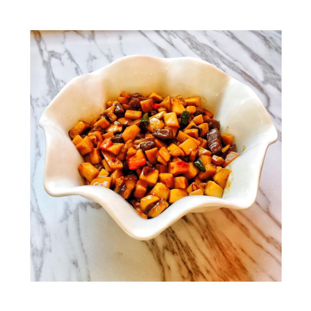 家常菜~杏鲍菇烧牛肉粒