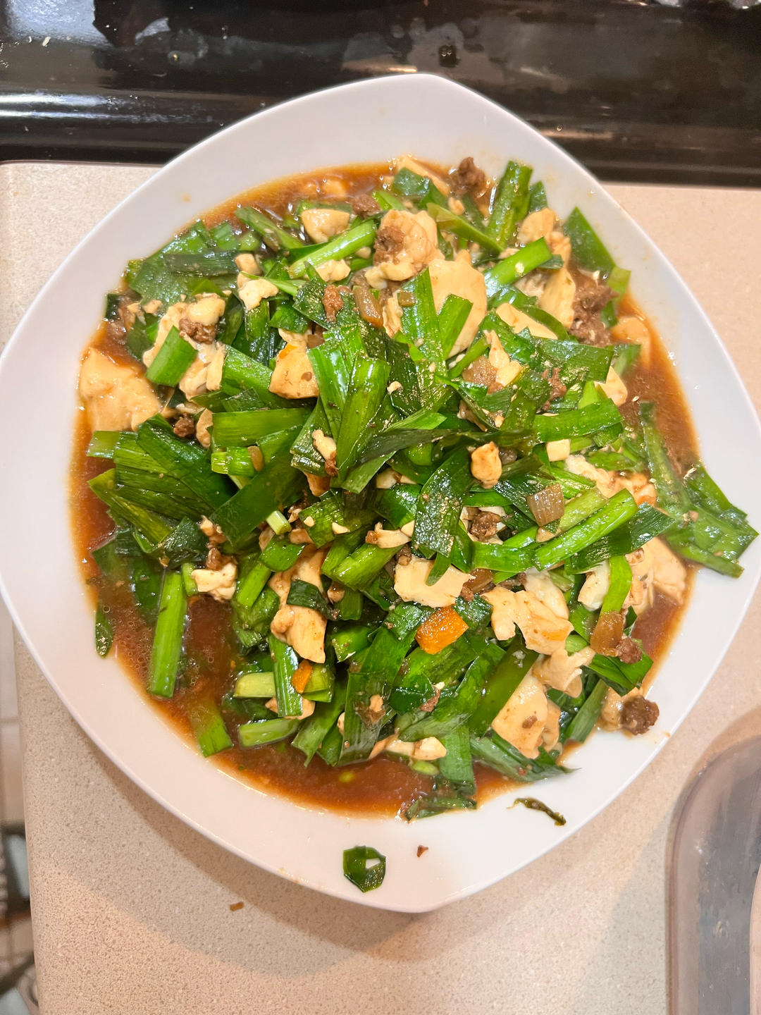 肉末韭菜烧豆腐