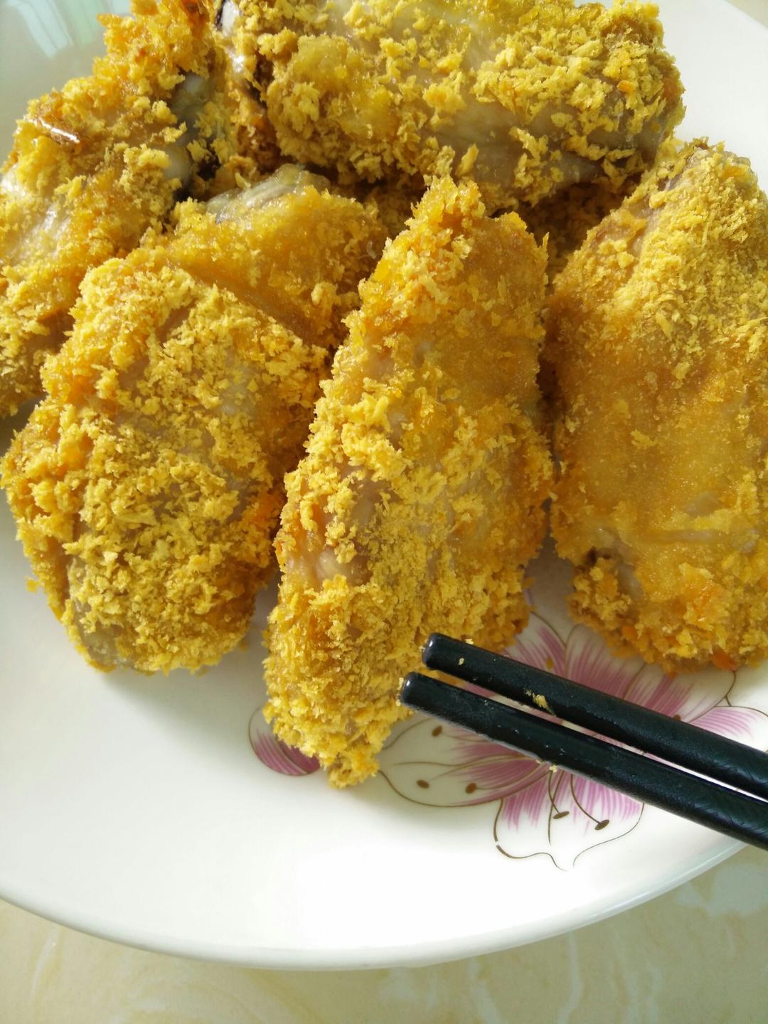 a晶厨品做的烤箱版面包糠鸡翅