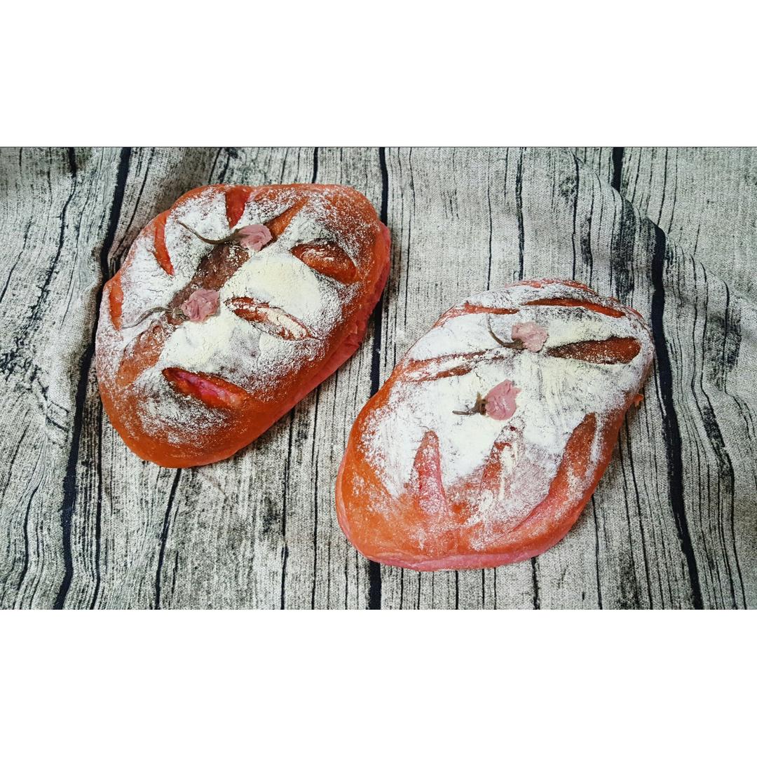 樱花粉紫米奶酪软欧