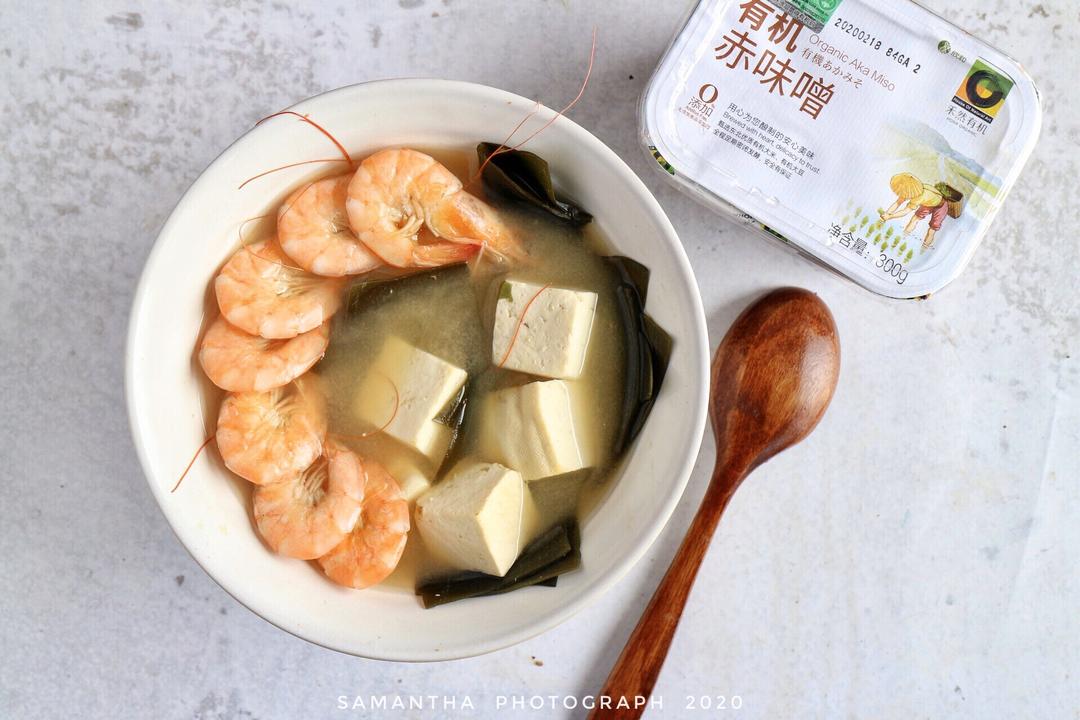 海带鲜虾味噌汤的做法