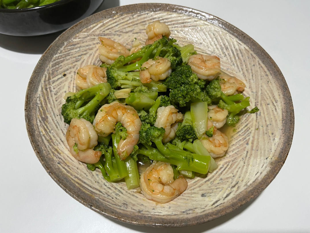挑战100道家常菜｜半荤｜西兰花炒虾仁