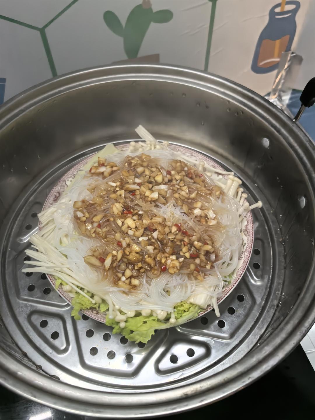 懒人下饭神器，蒜蓉蒸粉丝金针菇娃娃菜