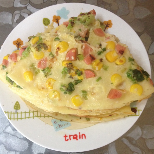 #爱自己，好好吃早餐# 十分钟搞定【芝士蔬菜鸡蛋饼】