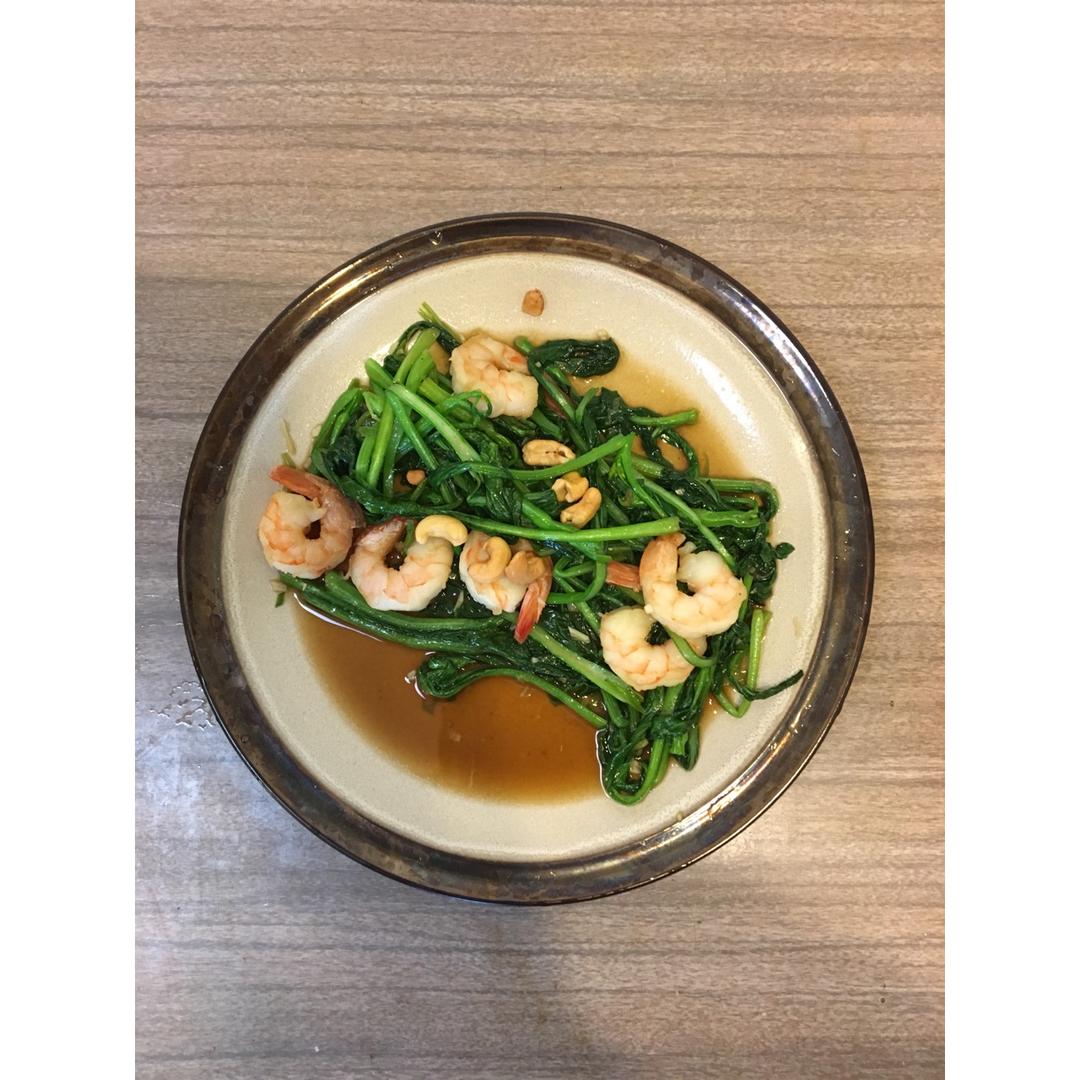 耗油虾仁油麦菜