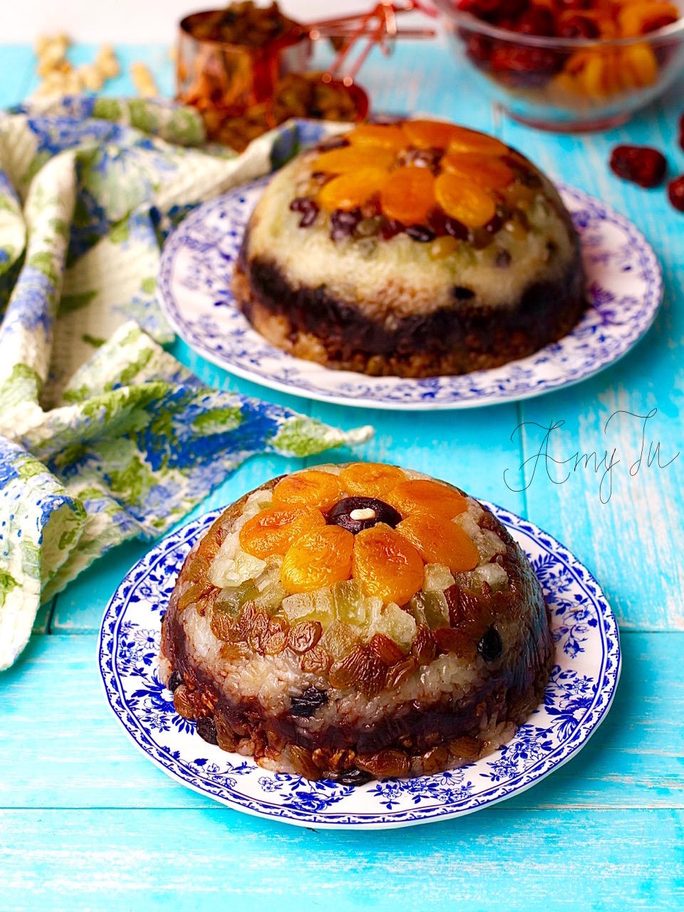 amytu做的【猪油夹沙八宝饭】古法蒸糯米