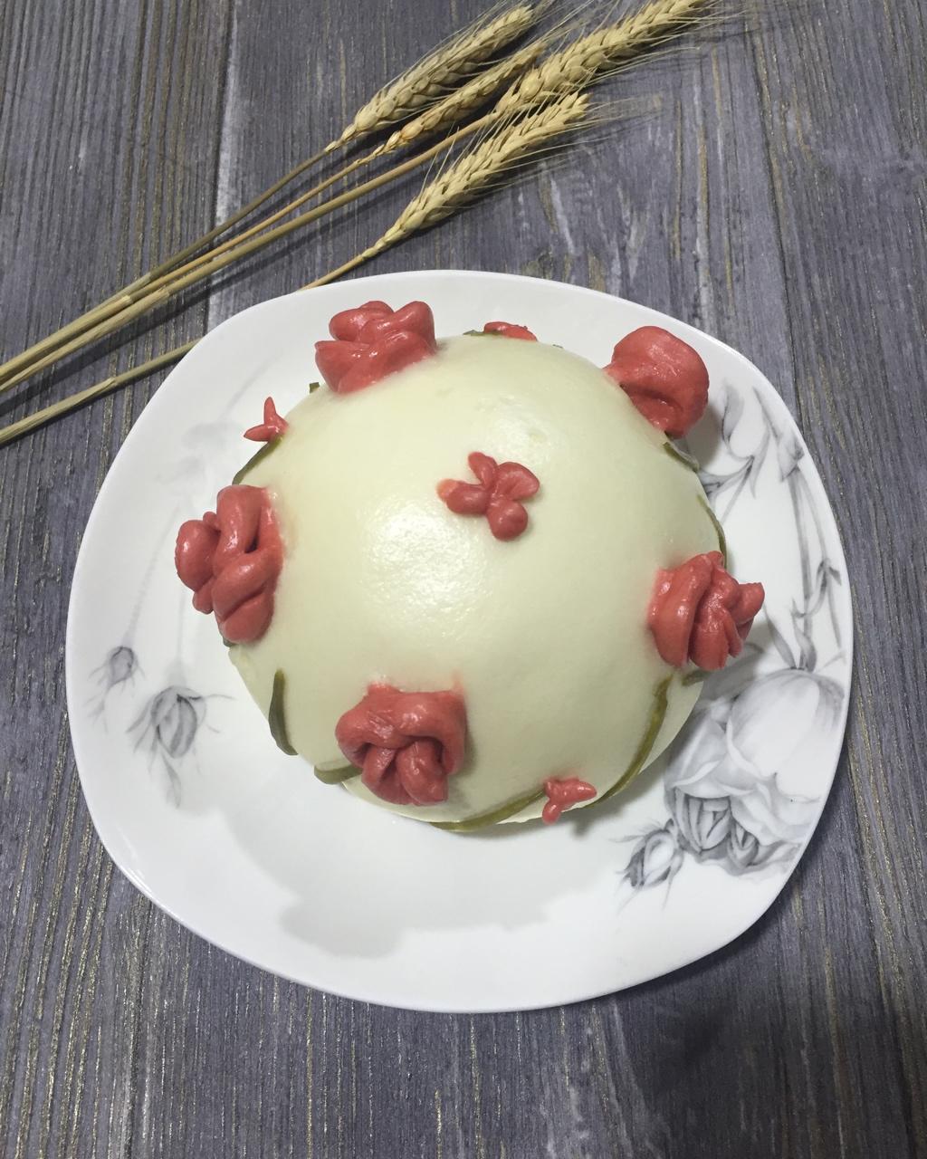 马齿苋馅的花朵菜包