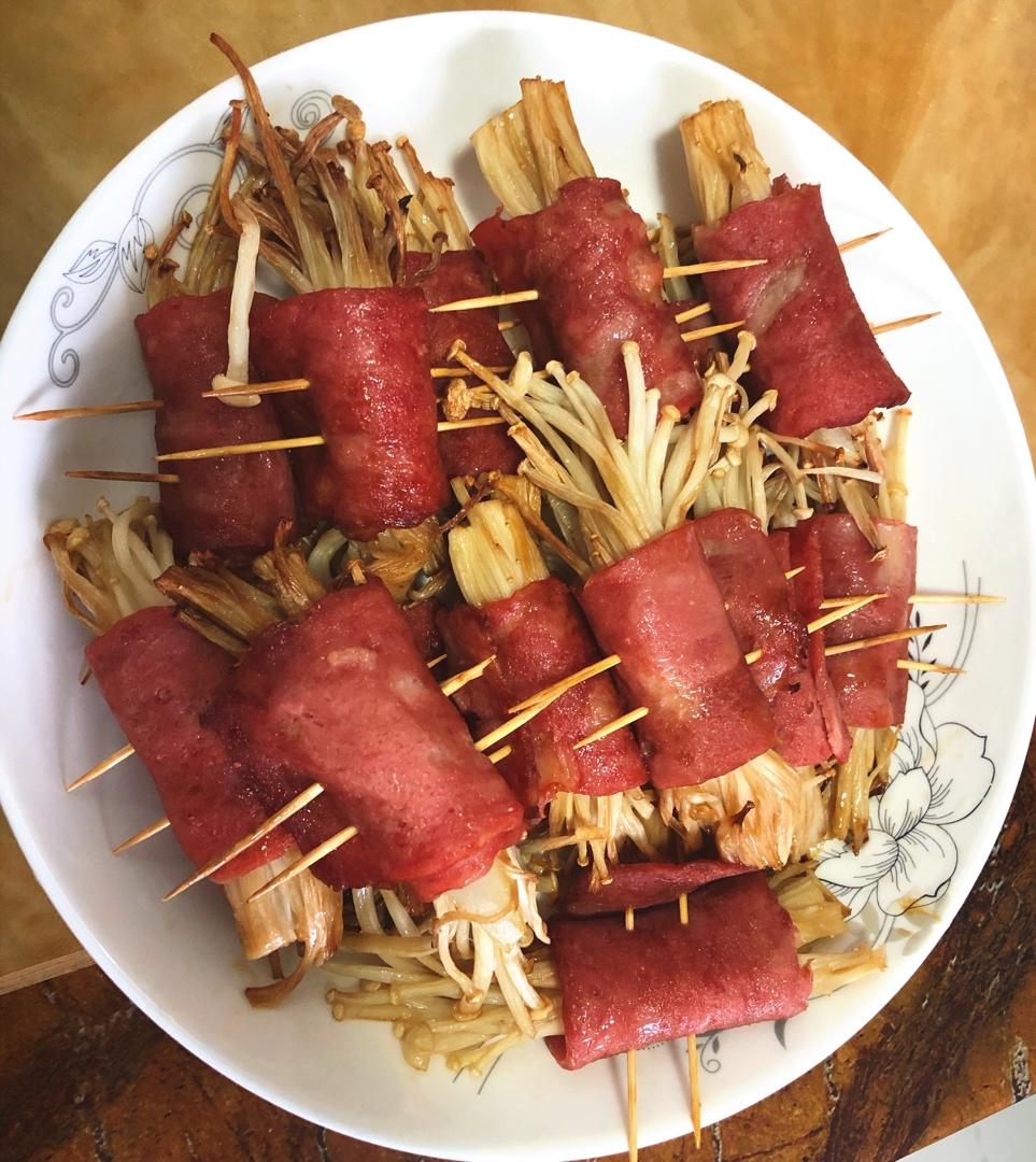 空气炸锅金针菇培根肉卷