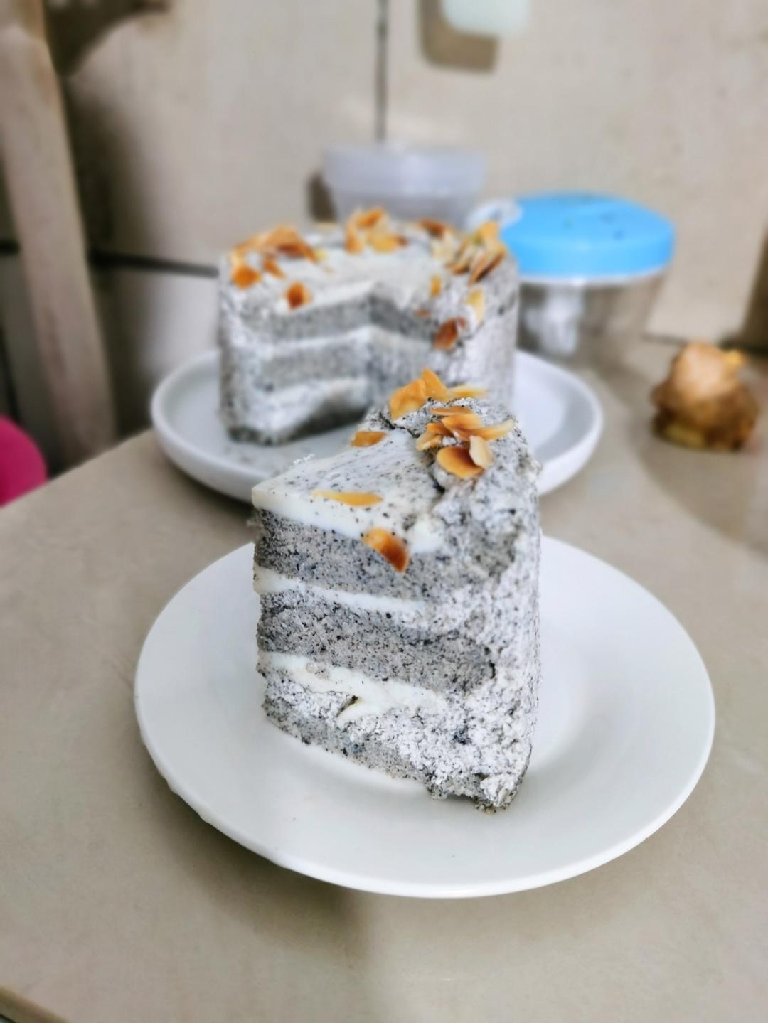 黑芝麻豆乳韩式切块蛋糕