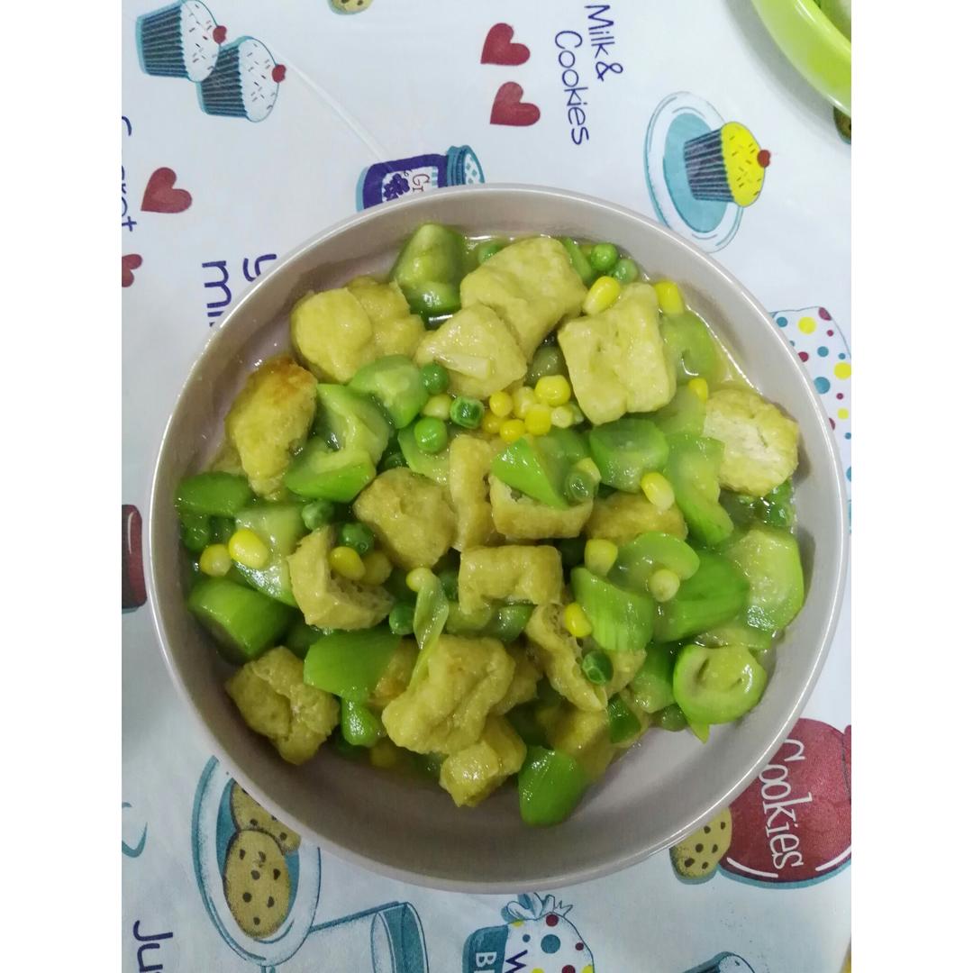 丝瓜毛豆烧油面筋