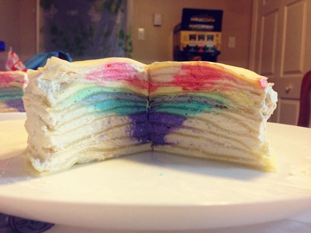 爱心彩虹千层蛋糕的做法