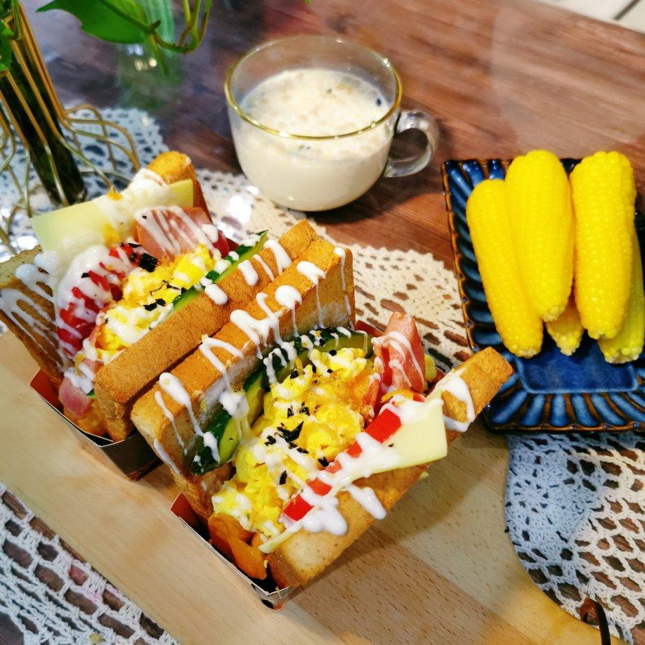 网红EGG DROP芝士厚蛋烧三明治 🥪『平底锅美食』