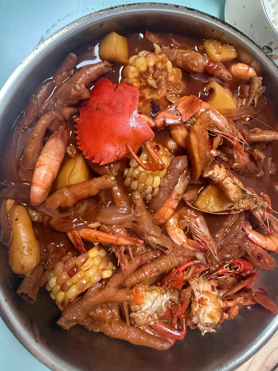 鸡爪蟹肉海鲜煲(胖哥俩)