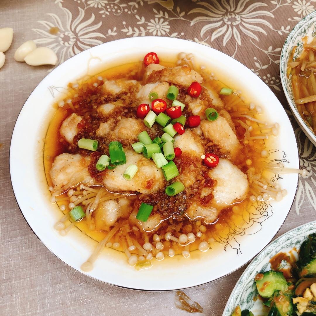 🔥好吃不胖❗️蒜蓉金针菇蒸巴沙鱼❗️