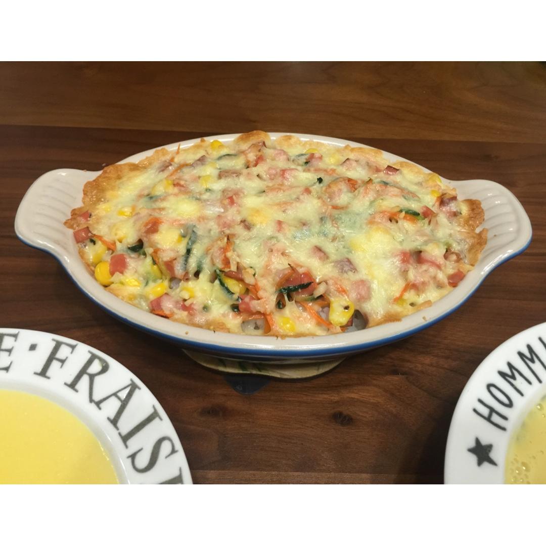 鲜虾培根芝士焗饭