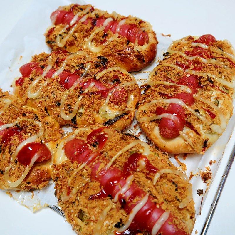 咸香松软❗️巨好吃的香葱肉松火腿面包❗️