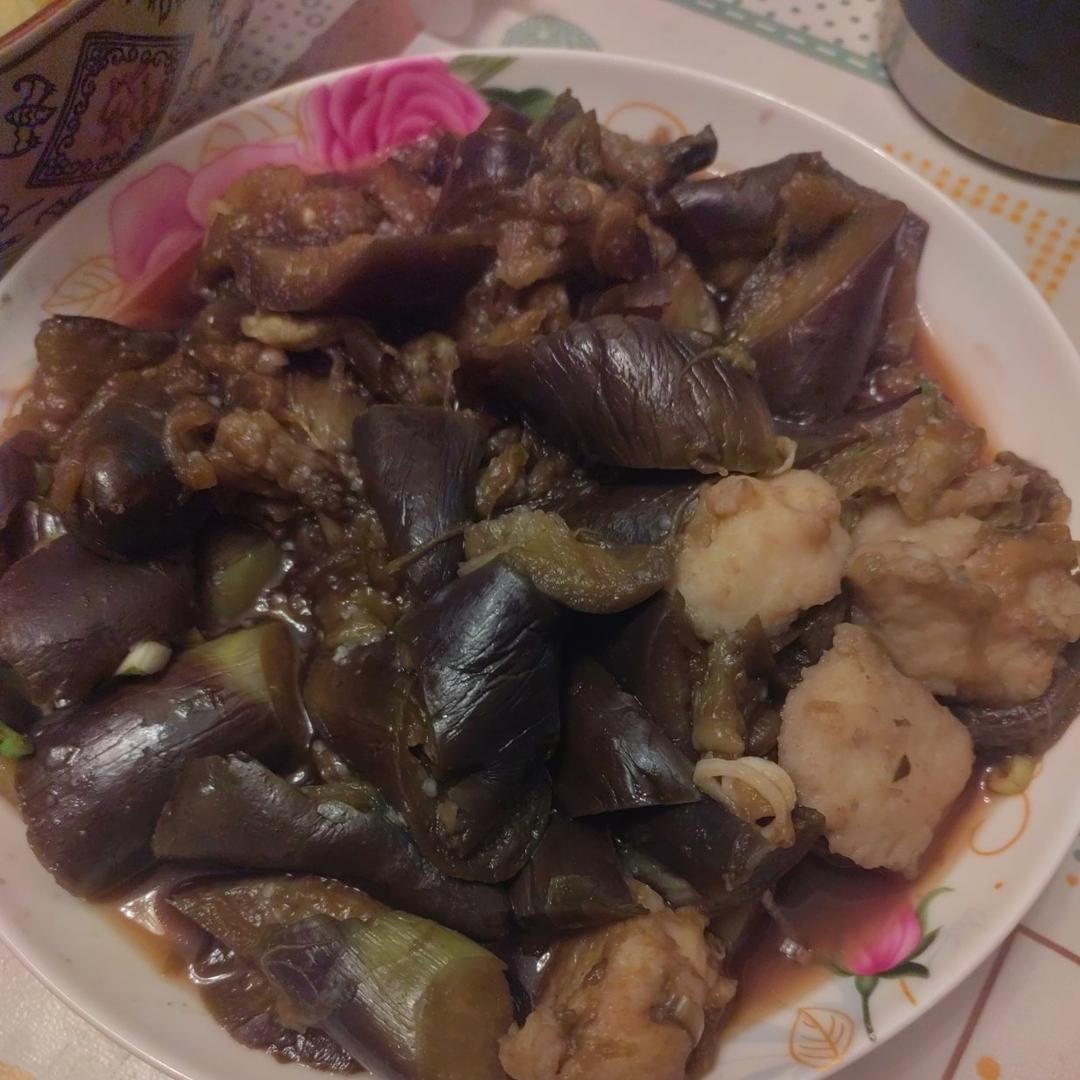 无油鱼丸烧茄子