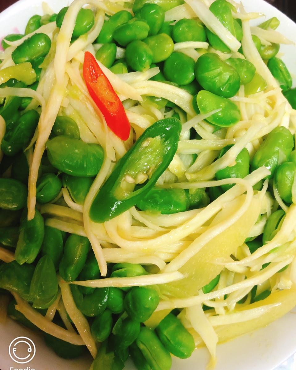 茭白毛豆炒肉丝