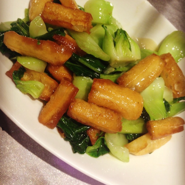 青菜香菇炒油条