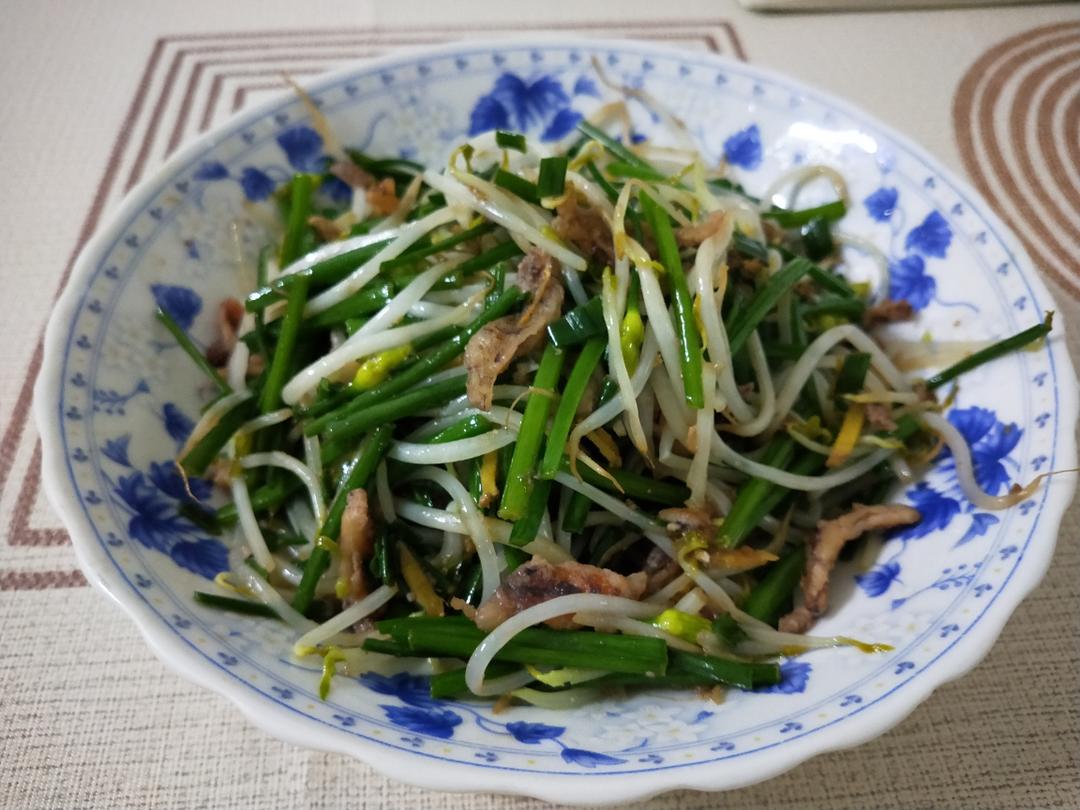 豆牙韭菜炒皮皮虾干