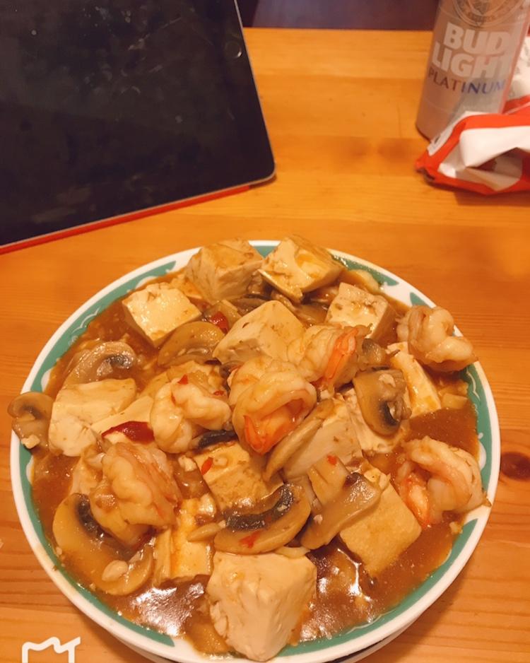 鲜虾蘑菇烧豆腐