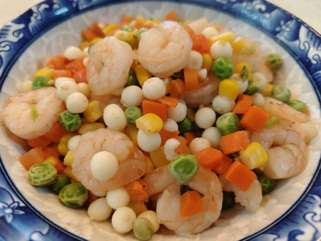 鸡头米芦笋溜虾仁【江南时令美食】