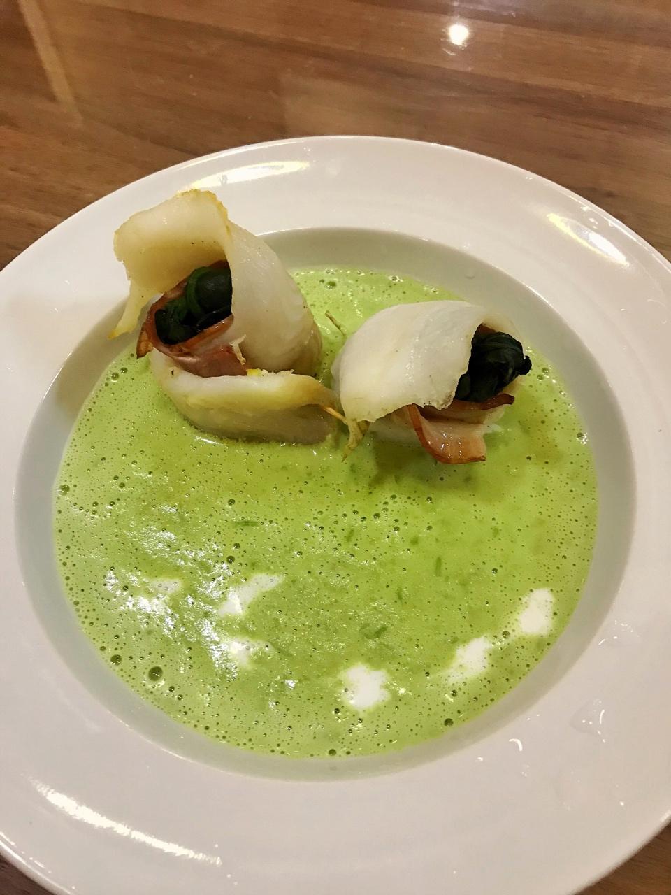【山姆厨房】鲽鱼菠菜卷佐豌豆浓汤