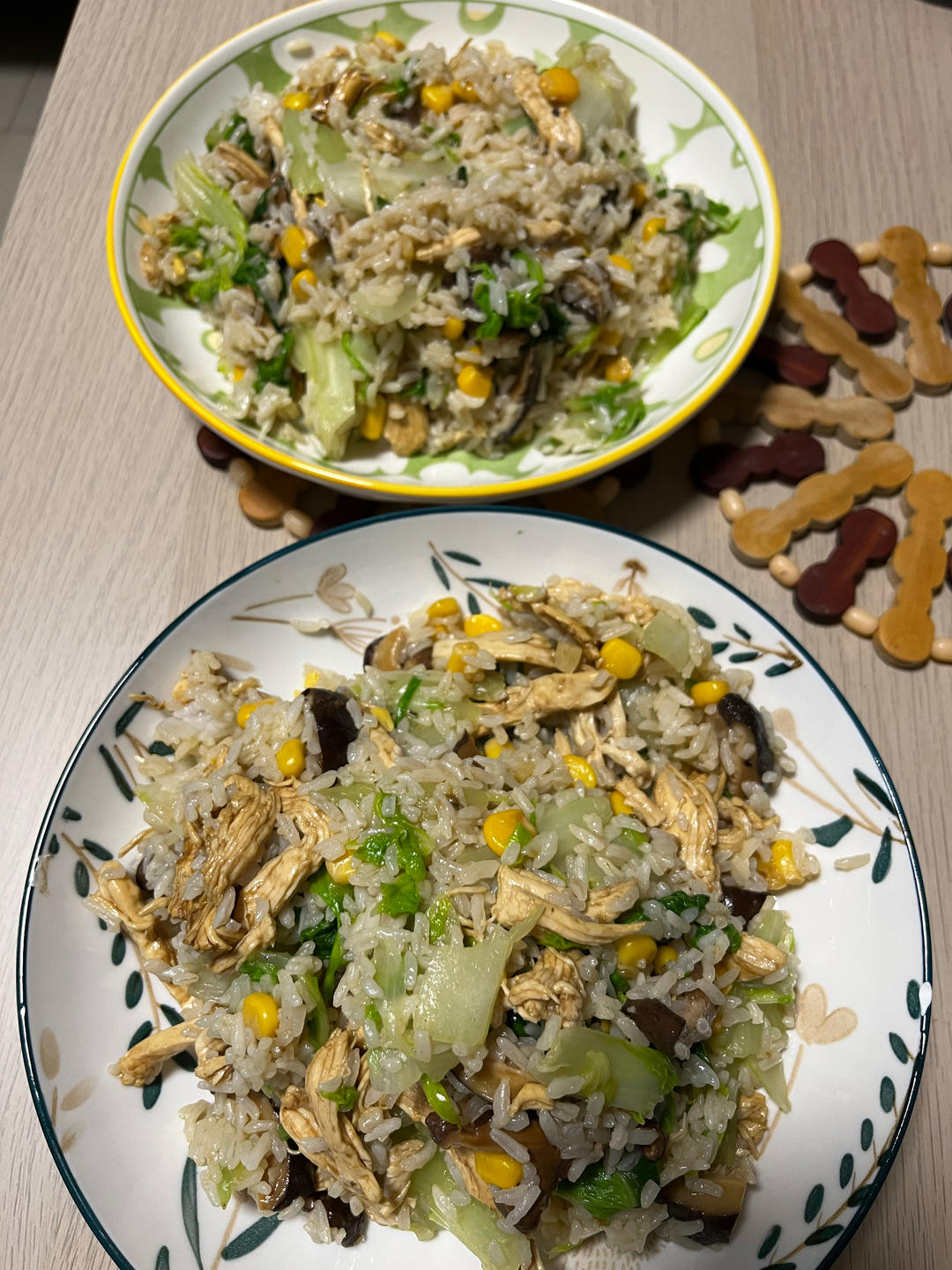 一人食日式做法-鸡丝口蘑蛋炒饭