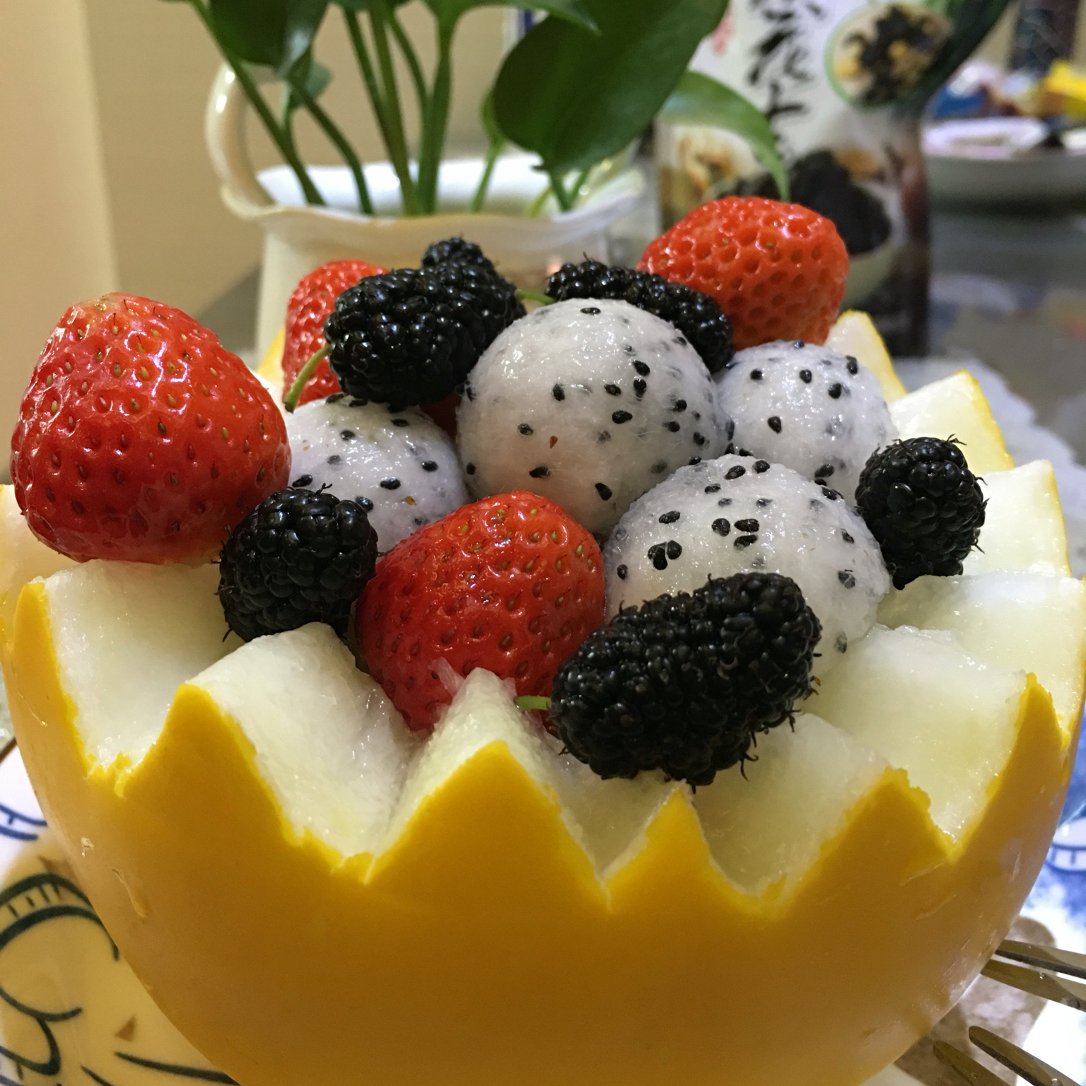 哈密瓜水果拼盘