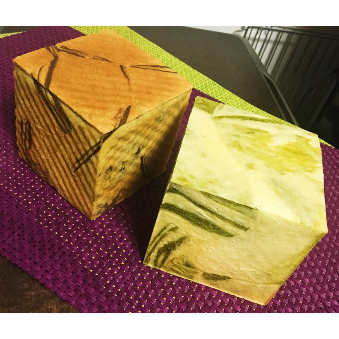 汤种抹茶大理石纹吐司（水立方模）