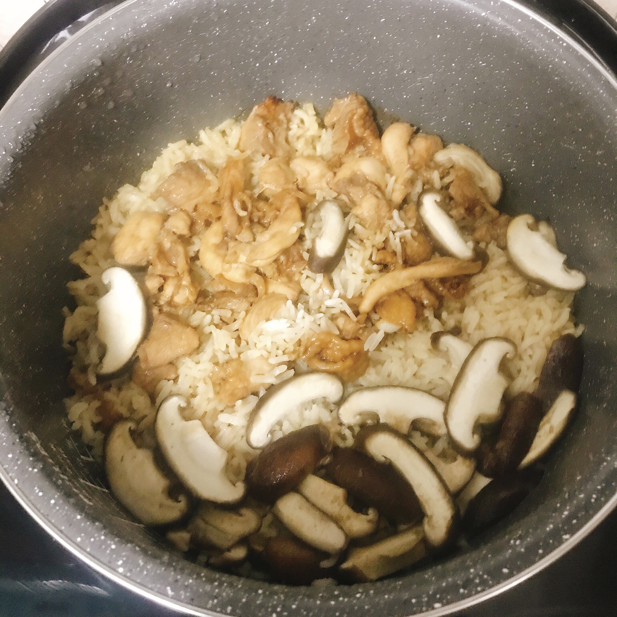 懒人电饭锅食谱-香菇鸡肉焖饭