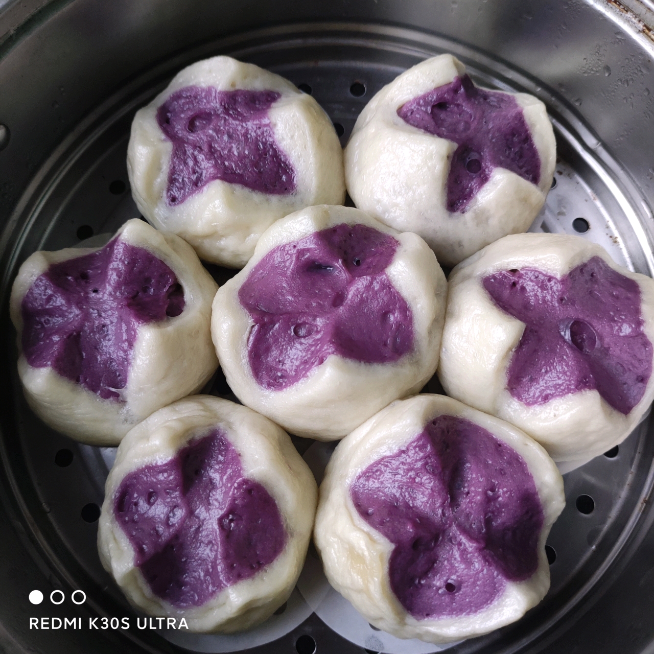 紫薯开花馒头（一次发酵双色馒头）