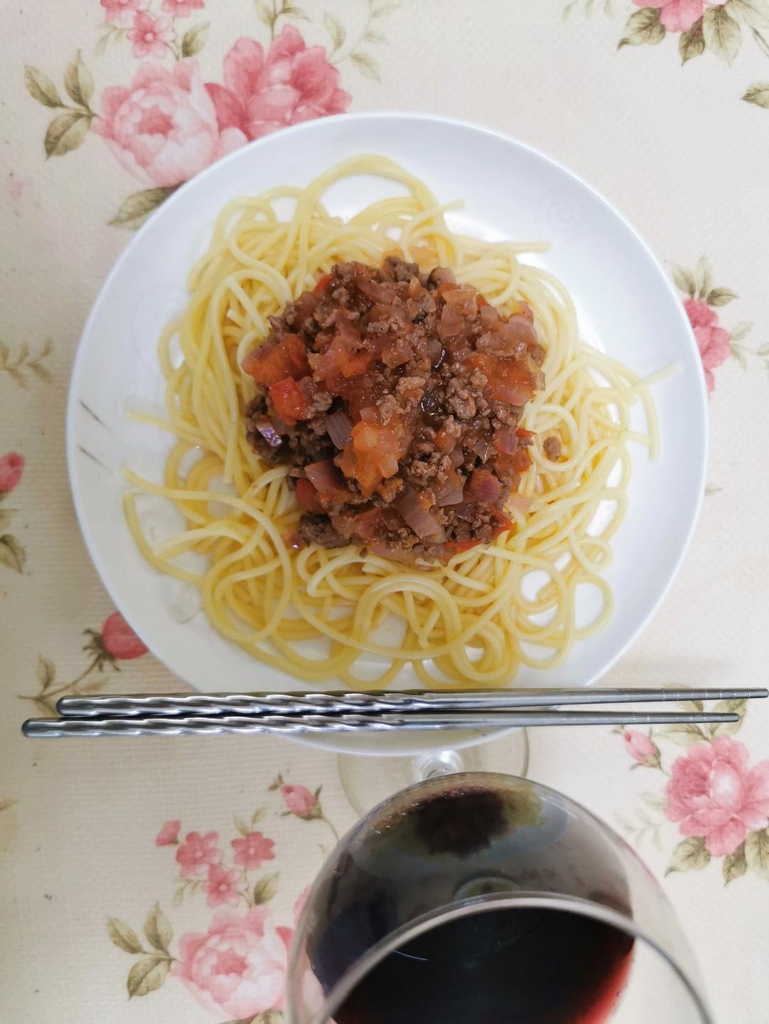 （完胜必胜客的）番茄肉酱意大利面～