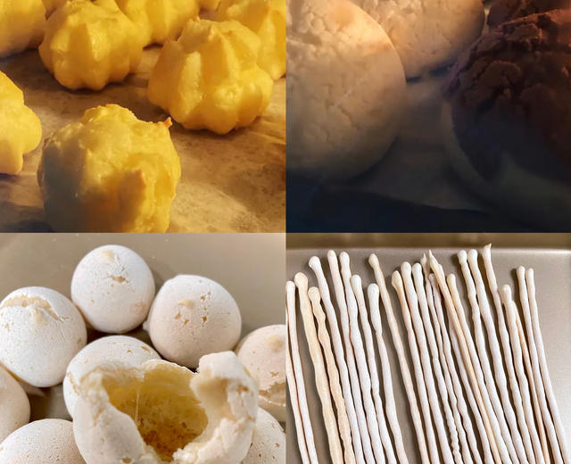 1泡芙(小泡芙、手掌大泡芙、花环泡芙/巴黎布雷斯特泡芙、闪电泡芙)2吉事果3麻薯包(恐龙蛋)&藕粉麻薯包4原味脆脆棒、芝士脆脆棒  小贴士附:中式泡芙糖沙翁——西式美食(三)的做法