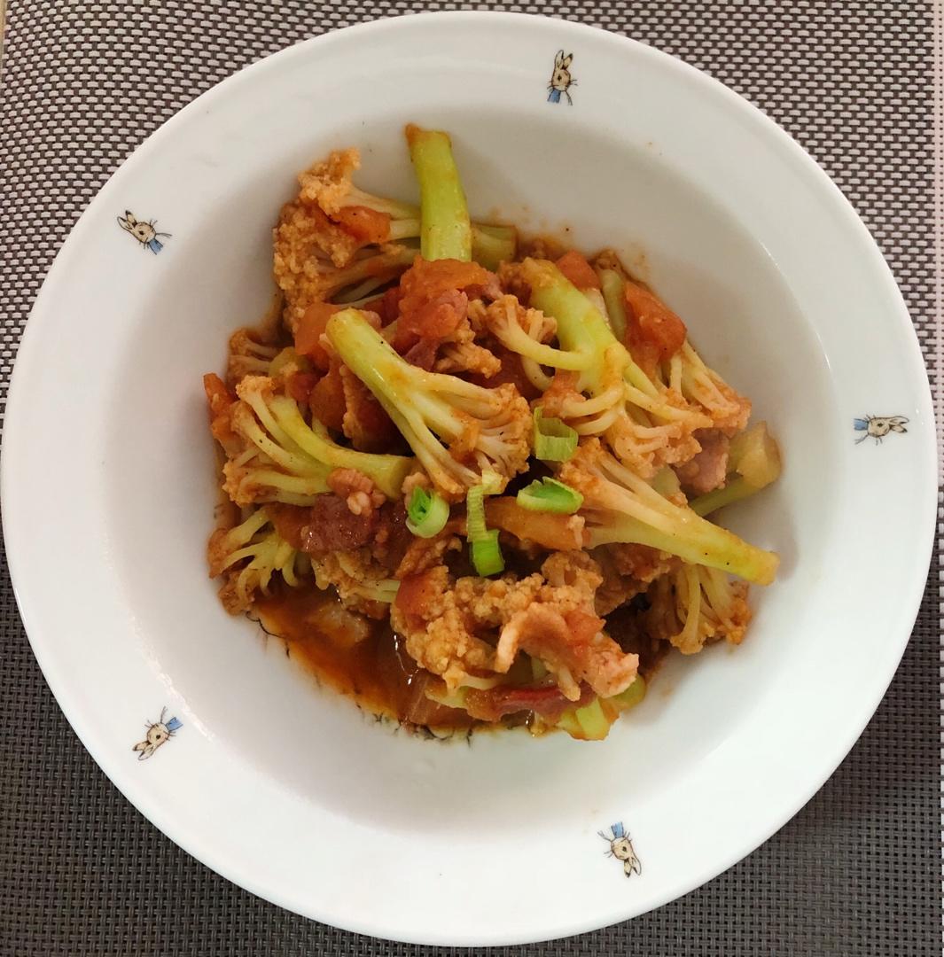 家常新手番茄炒花菜