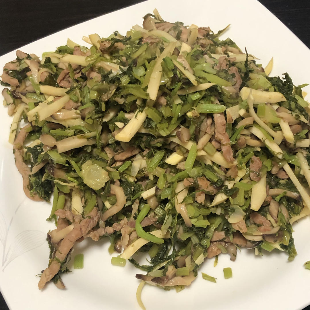 雪菜肉丝炒毛豆