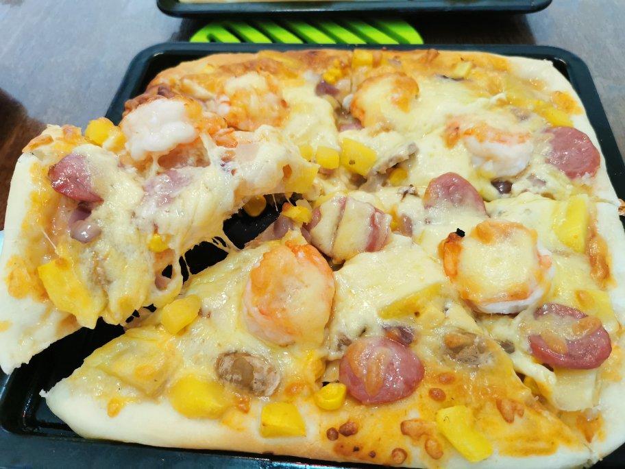 海鲜什锦披萨🍕，小白在家也能做