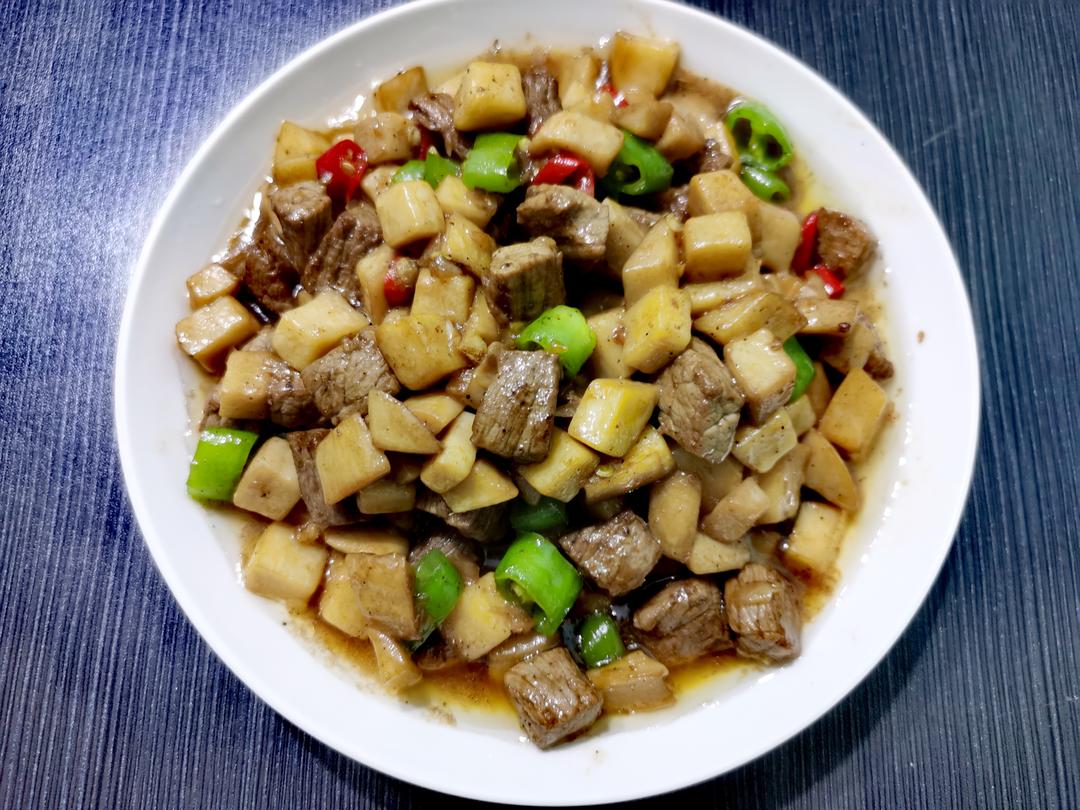 家常菜~杏鲍菇烧牛肉粒
