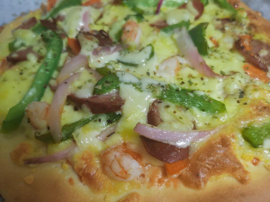 鲜虾🍤培根披萨🍕“内附敲好吃的饼皮做法”