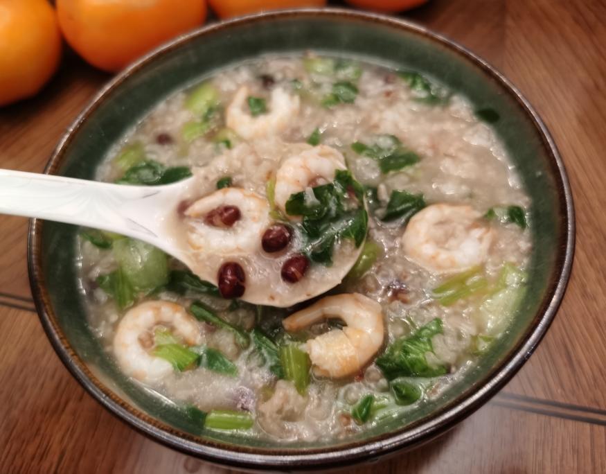 养胃暖身的红豆青菜虾仁粥的做法