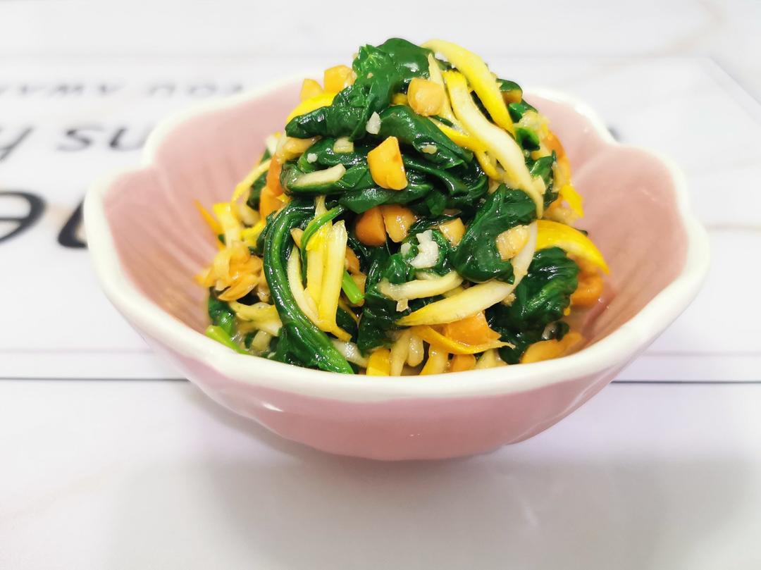 凉拌菜：菠菜花生米（万能黄飞鸿花生）