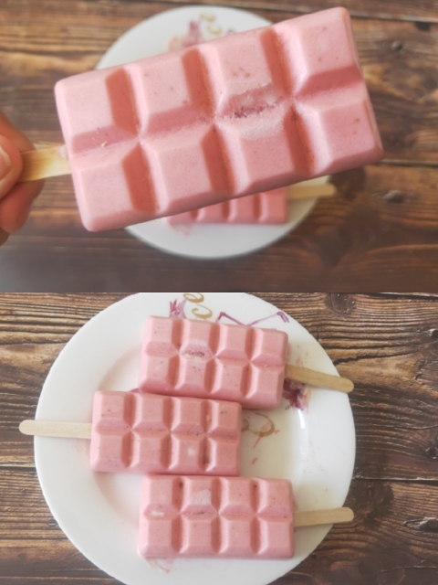 奶香浓郁无冰渣🍓一学就会的草莓酸奶雪糕！！的做法