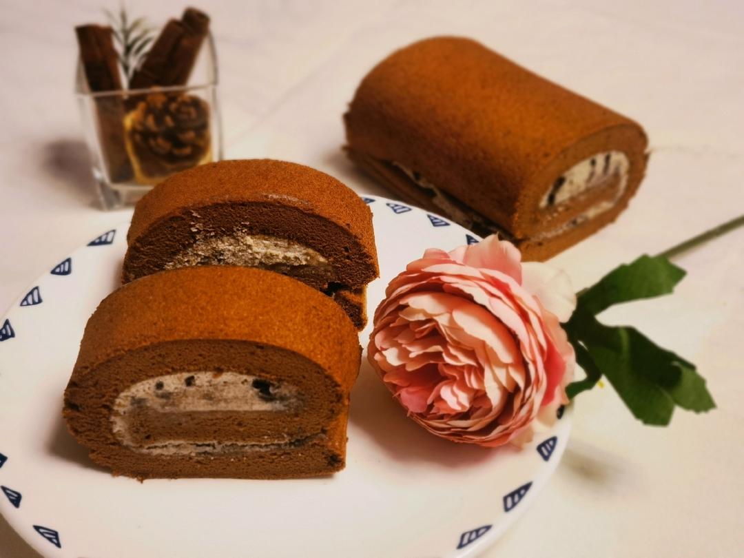 可可蛋糕卷🍰巧克力香缇奶油夹心
