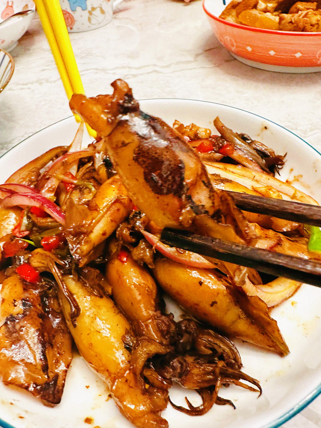 葱爆笔管鱼（海兔子）