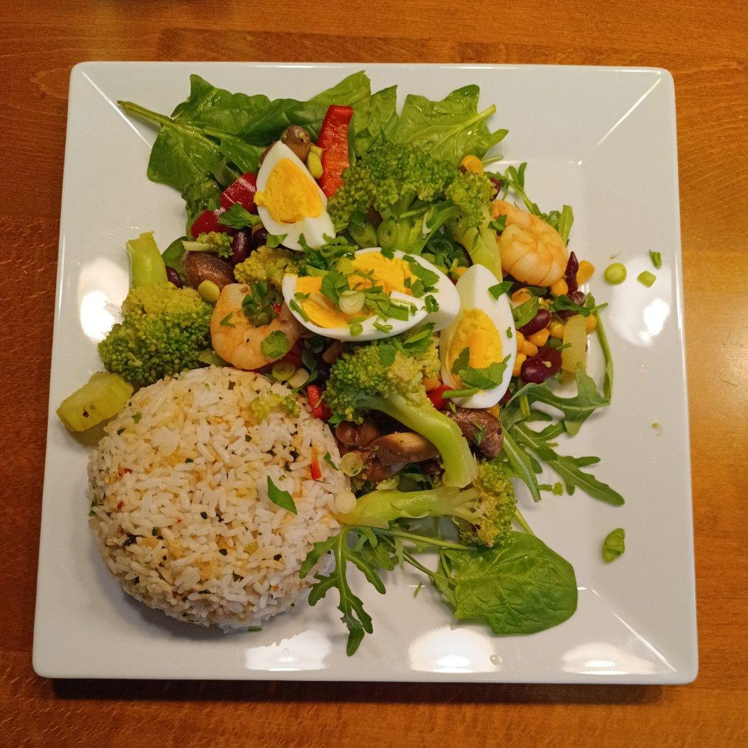 减脂餐--虾仁鸡蛋西蓝花